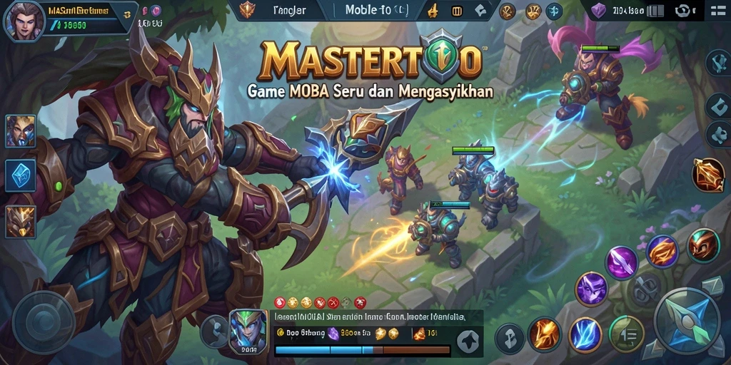 Tampilan gameplay seru dalam MASTERTOTO dengan aksi MOBA.