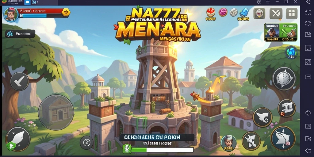 Screenshot gameplay NA777 menampilkan aksi seru Tower Defense.