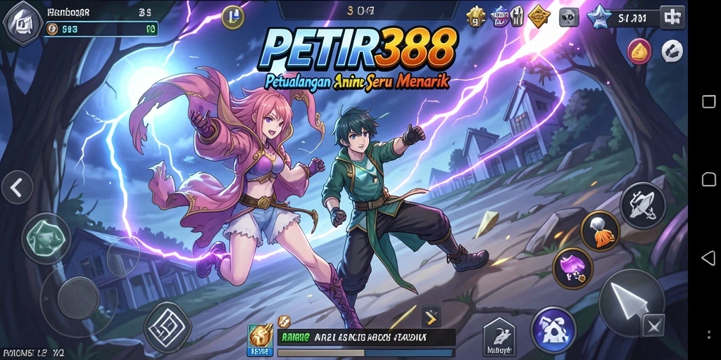 Screenshot PETIR388 menampilkan aksi karakter anime yang seru.
