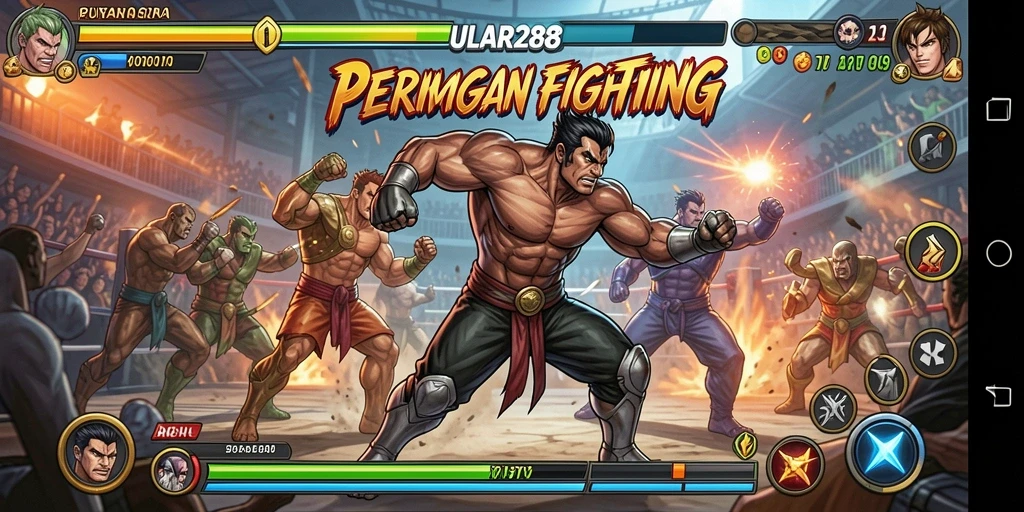 Screenshot gameplay ULAR288 yang menampilkan pertarungan seru antara karakter.